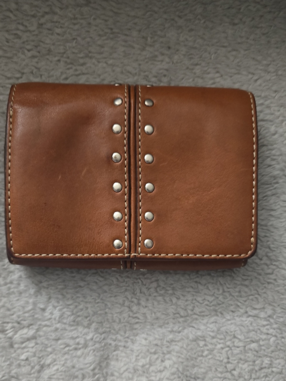 Michael Kors Astor Studded Leather Wallet with Stud Detail - Brown and Silver